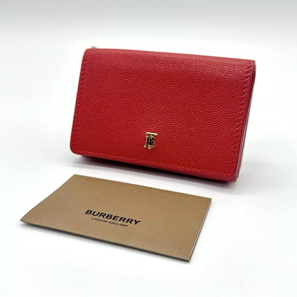 Burberry Red Compact Leather Wallet